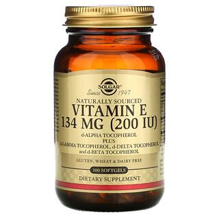 Solgar, Vitamina E de fuentes naturales, 134 mg (200 UI), 100 cápsulas blandas