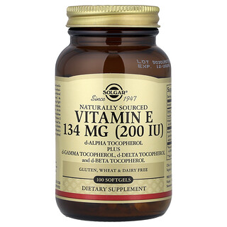 Solgar, Vitamina E, De origen natural, 100 cápsulas blandas