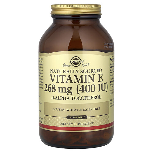 Solgar Naturally Sourced Vitamin E, 268 mg (400 IU), 250 Softgels