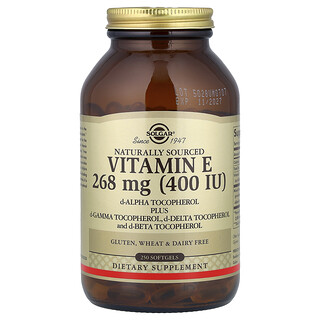 Solgar, Vitamin E, Naturally Sourced, 268 mg (400 IU), 250 Softgels