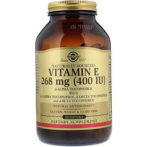 Отзывы о Солгар, Naturally Sourced Vitamin E, 268 mg (400 IU), 250 Softgels