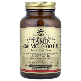 Solgar, Vitamina E din surse naturale, 268 mg (400 UI), 100 capsule gelatinoase moi vegane