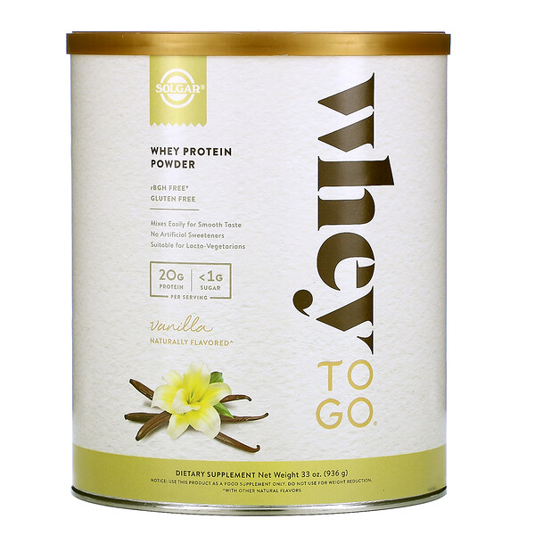 Solgar, Whey To Go, Whey Protein Powder, Vanilla, 33 oz (936 g)