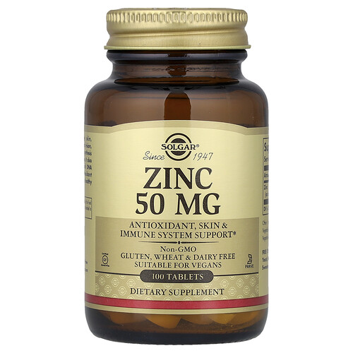 Solgar, Zinc, Zink, 50 mg, 100 Tabletten