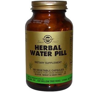 Solgar, Herbal Water Pill, 100 растительных капсул инструкция, применение, состав, противопоказания