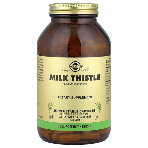 Solgar Milk Thistle, 250 Vegetable Capsules (450 mg per Capsule)