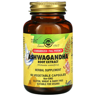 Solgar, Ashwagandha Root Extract, 60 Vegetable Capsules