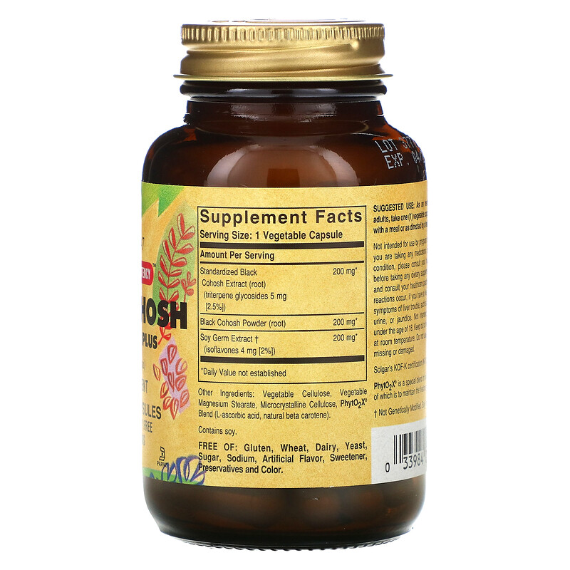 Solgar, Black Cohosh Root Extract Plus, 60 Vegetable Capsules