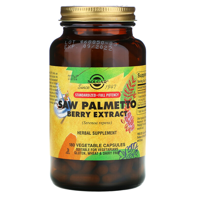 Solgar Saw Palmetto Berry Extract 180 Vegetable Capsules Iherb 