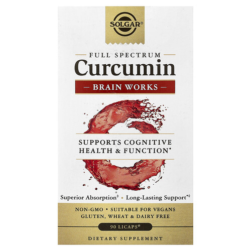 Solgar, Full Spectrum Curcumin, Vollspektrum-Kurkumin, Brain Works, 90 Licaps®