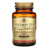 Solgar, Vitamine D3 (cholécalciférol), 125 µg (5000 UI), 100 capsules à enveloppe molle