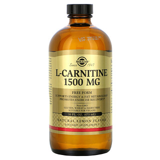 Solgar, L-карнитин, натуральный лимонный вкус, 1500 мг, 473 мл (16 жидких унций)