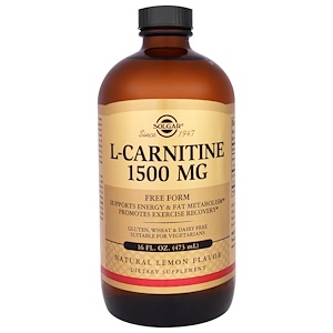 Solgar, L-карнитин, естественный лимонный вкус, 1500 мг, 16 жидк. унц. (473 мл)