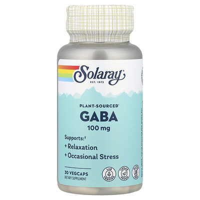 Product Image for Solaray, Plant-Sourced GABA, 100 mg, 30 VegCaps
