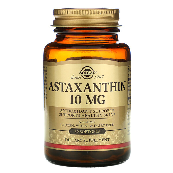 Solgar, アスタキサンチン、 10 mg、 30ソフトジェル