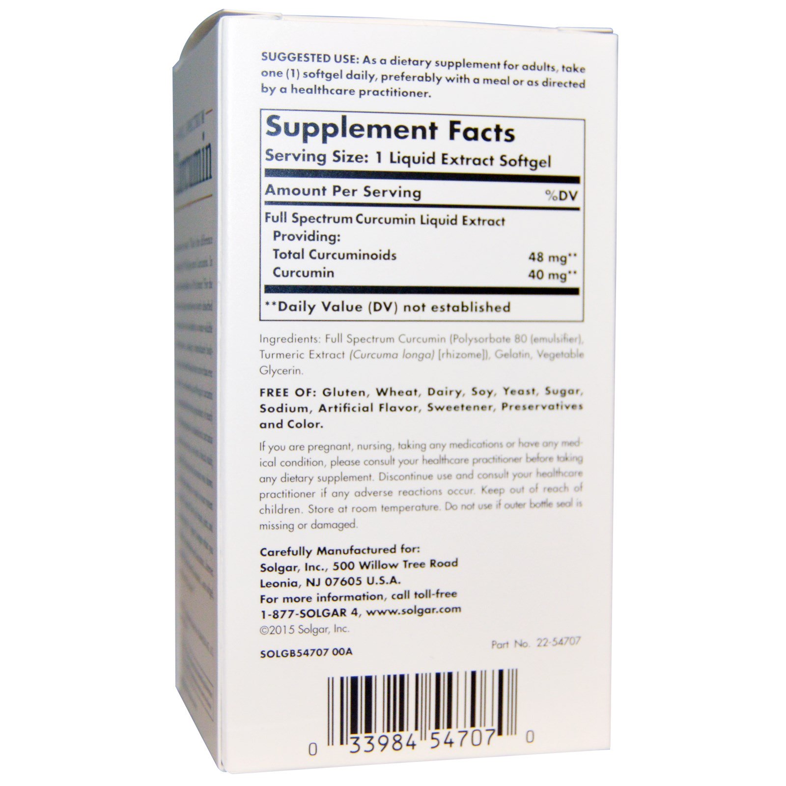Solgar, Full Spectrum Curcumin, 60 Liquid Extract Softgels - iHerb.com