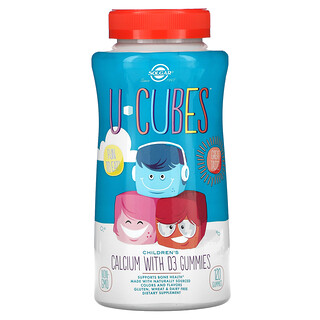 Solgar, U-Cubes，兒童鈣，含 D3，草莓，120 粒軟糖