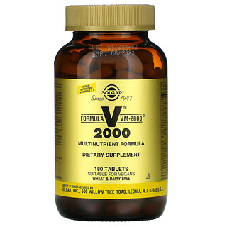 Solgar, Formula VM-2000, мультинутриентная формула, 180 таблеток