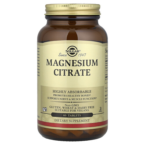 Solgar Magnesium Citrate, 60 Tablets (200 mg per Tablet)