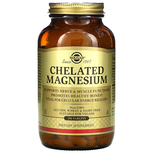 Solgar, Chelated Magnesium, chelatiertes Magnesium, 250 Tabletten (100 mg pro Tablette)