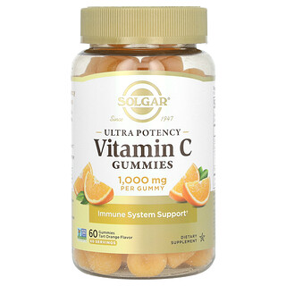Solgar, Ultra Potens C Vitamini Sakızları, Ekşi Portakal, 1.000 mg, 60 Sakız