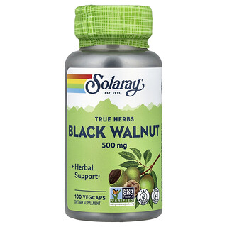Solaray, True Herbs, Nuez negra, 500 mg, 100 cápsulas vegetales