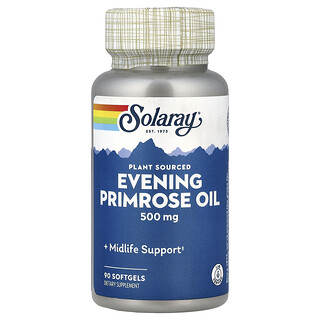Solaray, Aceite de onagra de origen vegetal, 500 mg, 90 cápsulas blandas