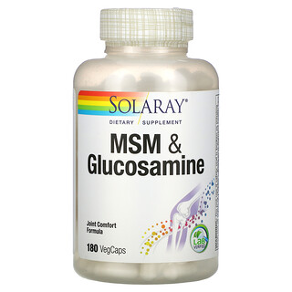 Solaray, МСМ и глюкозамин, 180 вегетарианских капсул
