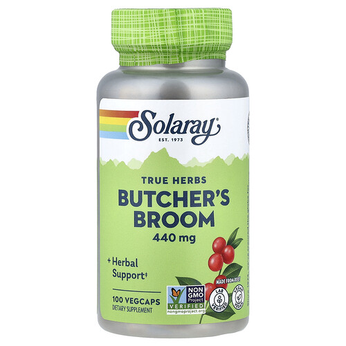 Solaray, True Herbs, Butcher's Broom, 440 mg, 100 VegCaps