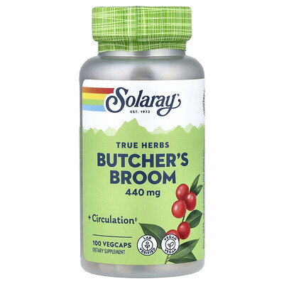 Product Image for Solaray, True Herbs, Butcher's Broom, 440 mg, 100 VegCaps