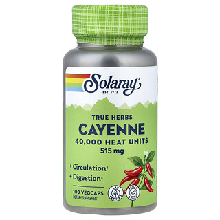 Solaray, True Herbs, кайенский перец, 515 мг, 100 растительных капсул