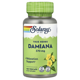 Solaray, True Herbs, Damiana, 370 mg, 100 vegetabiliska kapslar
