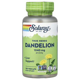 Solaray, True Herbs, Dente-de-Leão, 100 VegCaps (520 mg por Cápsula)