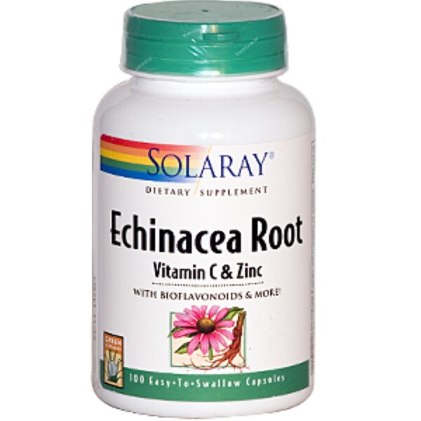 Solaray, Echinacea Root, Vitamin C & Zinc, 100 EasyToSwallow Capsules