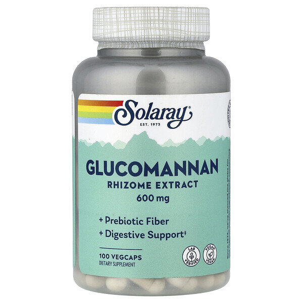Solaray Glucomannan, Rhizome Extract, 600 mg, 100 VegCaps