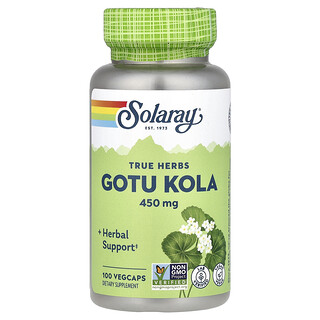 Solaray, True Herbs, Gotu Kola, 450 mg, 100 pflanzliche Kapseln