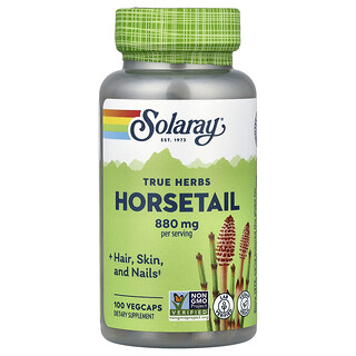 Solaray, True Herbs, Cola de caballo, 100 cápsulas vegetales (440 mg por cápsula)