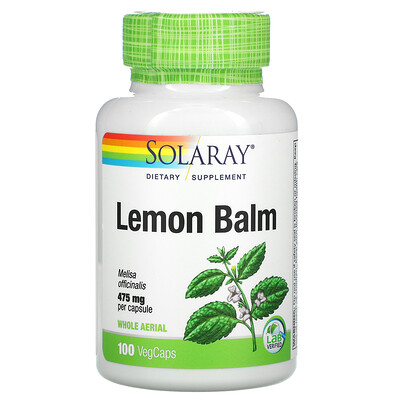 Solaray Мята лимонная, 475 мг, 100 капсул с оболочкой из ингредиентов растительного происхождения