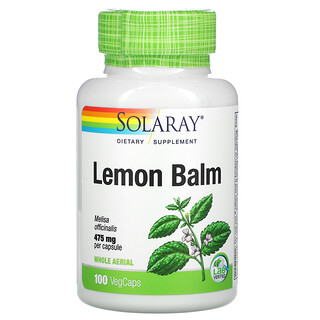 Solaray, Lemon Balm, 475 mg, 100 VegCaps