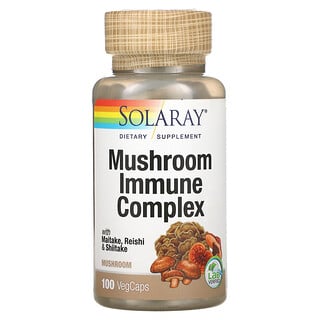 Solaray, комплекс грибов для иммунитета, гриб-баран, рейши и шиитаке, 100 растительных капсул VegCaps