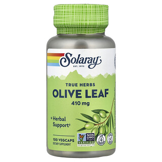 Solaray, Ierburi adevărate, frunze de măslin, 410 mg, 100 capsule vegetale