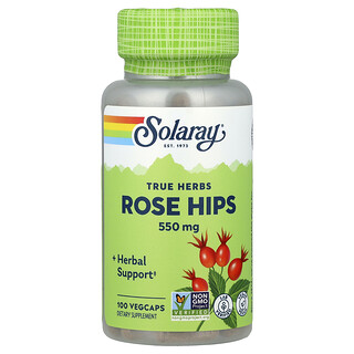 Solaray, True Herbs, owoce dzikiej róży, 550 mg, 100 kapsułek roślinnych