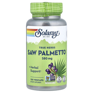 Solaray, True Herbs, Palma enana americana, 580 mg, 100 cápsulas vegetales