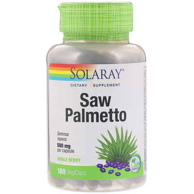 Solaray Saw Palmetto Whole Berry, 580 mg, 180 VegCaps