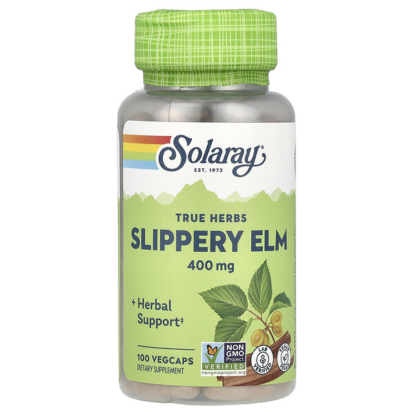 Solaray True Herbs, Slippery Elm, 400 mg, 100 VegCaps