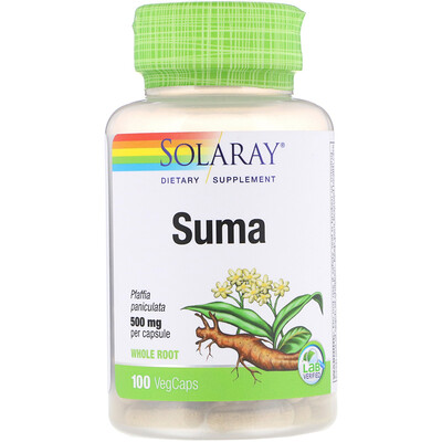 Solaray Сума (бразильский женьшень), 500 мг, 100 капсул с оболочкой из ингредиентов растительного происхождения