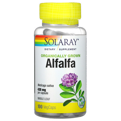 Solaray Organically Grown Alfalfa, 430 mg, 100 VegCaps