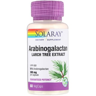 Solaray, Arabinogalactan, Larch Tree Extract, 300 mg, 60 Vegcaps