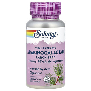 Solaray, Vital Extracts, Arabinogalactan, Lärche, 300 mg, 60 VegCaps