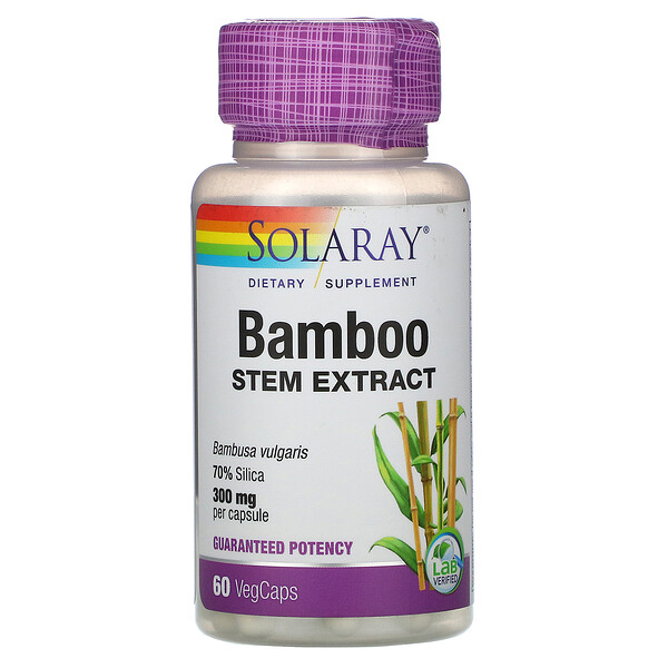 Solaray, Bamboo Stem Extract, 300 mg, 60 Cápsulas Vegetais